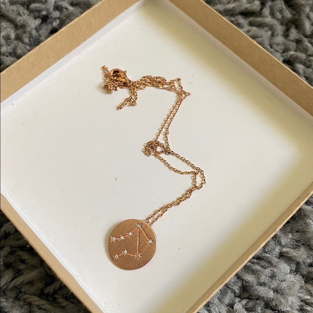 Libra ♎️ Astrological Sign Rose Gold Necklace with Clasp Closure